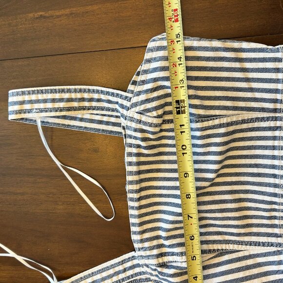 NWT Zara Denim Crop Top White Blue Striped Side Zipper Size Medium - Picture 13 of 15